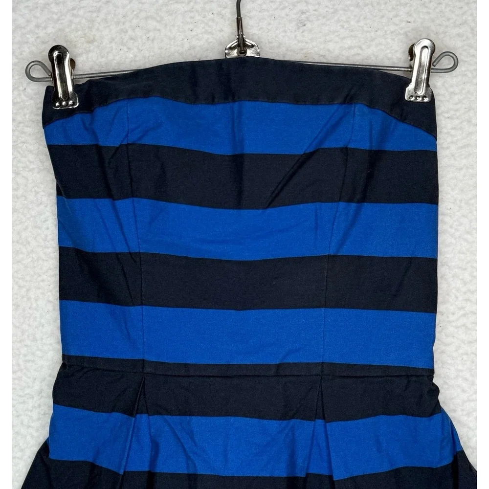Hollister Blue Striped Strapless Peplum Tube Top Smocked Back Women's S Y2K EUC
